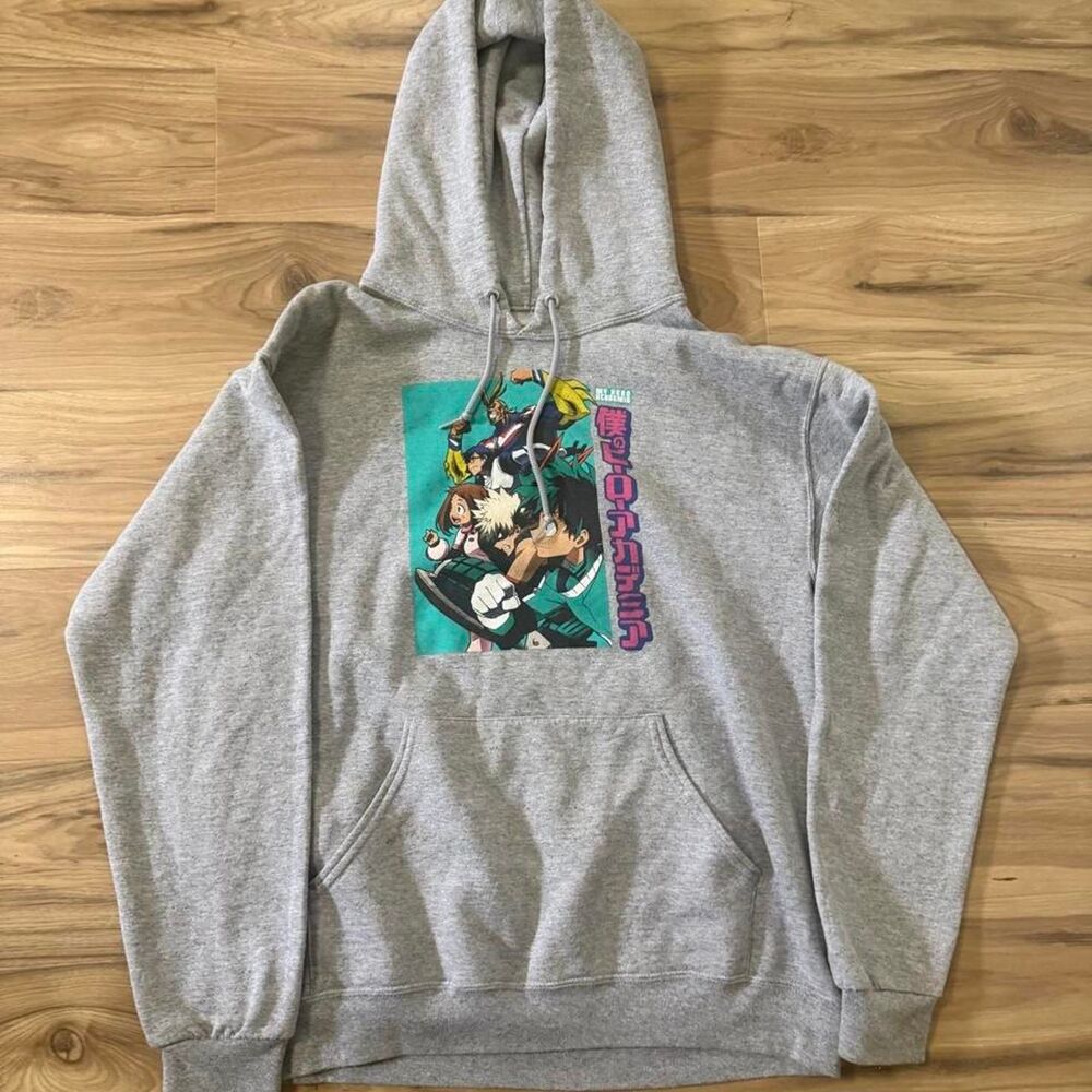 Y2K Gray My Hero Academia hoodie skate anime hoodie baggy size medium